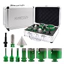 Tile Hole Saw Kit - 7pcs Diamond Core Drill Bits 6/8/10/20/35/50/65mm+4/5" Milling Finger Bit+2" Beveling Chamfer Bit+SDS Shank to 5/8"-11 Thread for Porcelain Ceramic Marble Granite