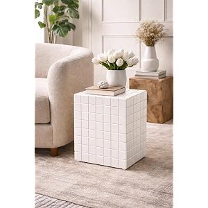 Tiled Cube Accent Bedside Table Coffee Stand