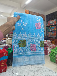 Tilfelle Embroidered Kota Doria Cotton Blend Saree