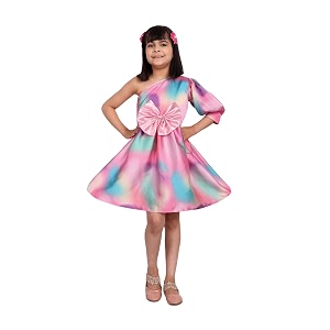 TILISM Girls Multicolor One Shoulder Dress