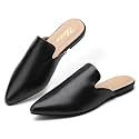 Tilocow Pointed Toe Mules for Women Slip On Backless Flats