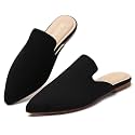 Tilocow Pointed Toe Mules for Women Slip On Backless Flats