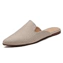 Tilocow Pointed Toe Mules for Women Slip On Backless Flats