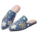 Tilocow Pointed Toe Mules for Women Slip On Backless Flats