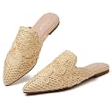 Tilocow Pointed Toe Mules for Women Slip On Backless Flats