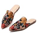 Tilocow Pointed Toe Mules for Women Slip On Backless Flats