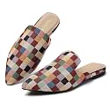 Tilocow Pointed Toe Mules for Women Slip On Backless Flats