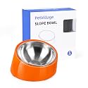 Tilted Dog Bowl Non-Slip &amp; Non-Spill Pet Feeder with Elevated Detachable Melamine Stand, Easy to Get Food Dog Dish, S/100ml Orange