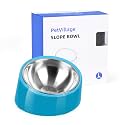 Tilted Dog Bowl Non-Slip & Non-Spill Pet Feeder with Elevated Detachable Melamine Stand, Easy to Get Food Dog Dish, L/300ml Blue