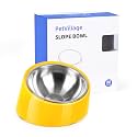 Tilted Dog Bowl Non-Slip & Non-Spill Pet Feeder with Elevated Detachable Melamine Stand, Easy to Get Food Dog Dish, M/180ml Yellow