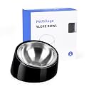 Tilted Dog Bowl Non-Slip & Non-Spill Pet Feeder with Elevated Detachable Melamine Stand, Easy to Get Food Dog Dish, L/300ml Black