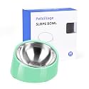 Tilted Dog Bowl Non-Slip &amp; Non-Spill Pet Feeder with Elevated Detachable Melamine Stand, Easy to Get Food Dog Dish, M/180ml Mint Green