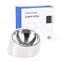 Tilted Dog Bowl Non-Slip & Non-Spill Pet Feeder with Elevated Detachable Melamine Stand, Easy to Get Food Dog Dish, M/180ml White