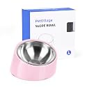 Tilted Dog Bowl Non-Slip & Non-Spill Pet Feeder with Elevated Detachable Melamine Stand, Easy to Get Food Dog Dish, L/300ml Pink