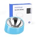 Tilted Dog Bowl Non-Slip &amp; Non-Spill Pet Feeder with Elevated Detachable Melamine Stand, Easy to Get Food Dog Dish, S/100ml Sky Blue