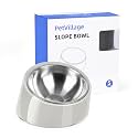 Tilted Dog Bowl Non-Slip & Non-Spill Pet Feeder with Elevated Detachable Melamine Stand, Easy to Get Food Dog Dish, S/100ml Gray