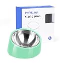 Tilted Dog Bowl Non-Slip & Non-Spill Pet Feeder with Elevated Detachable Melamine Stand, Easy to Get Food Dog Dish, S/100ml Green