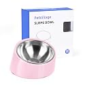 Tilted Dog Bowl Non-Slip &amp; Non-Spill Pet Feeder with Elevated Detachable Melamine Stand, Easy to Get Food Dog Dish, M/180ml Pink