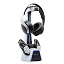 Tilted Nation Gaming Headset and Controller Stand | Premium PS5 Accessories (Clean Space with Charging Station) Headphone and Controller Holder for Desk, PlayStation 5, Xbox Game,