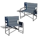 TIMBER RIDGE XXL Director’s Chair – Heavy Duty Folding Chair with Side Table, 500 lb Capacity, Extra Wide Padded Seat for Camping, Sports, Beach, Patio, and Outdoor Use, Blue-2 Pack