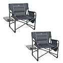 TIMBER RIDGE XXL Upgraded Oversized Directors Chairs with Foldable Side Table, Detachable Side Pocket, Heavy Duty Folding Camping Chair up to 600 Lbs Weight Capacity (Grey) Ideal Gift, 2 Pack