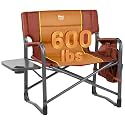 Timber Ridge XXL Upgraded Oversized Directors Chairs with Foldable Side Table, Detachable Side Pocket, Heavy Duty Folding Camping Chair up to 600 Lbs Weight Capacity (Orange) Ideal Gift