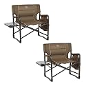 TIMBER RIDGE XXL Upgraded Oversized Directors Chairs with Foldable Side Table, Detachable Side Pocket, Heavy Duty Folding Camping Chair up to 600 Lbs Weight Capacity (Brown) Ideal Gift, 2 Pack