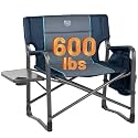 Timber Ridge XXL Upgraded Oversized Directors Chairs with Foldable Side Table, Detachable Side Pocket, Heavy Duty Folding Camping Chair up to 600 Lbs Weight Capacity (Blue) Ideal Gift