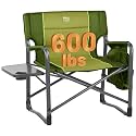 Timber Ridge XXL Upgraded Oversized Directors Chairs with Foldable Side Table, Detachable Side Pocket, Heavy Duty Folding Camping Chair up to 600 Lbs Weight Capacity (Green) Ideal Gift