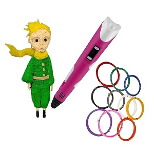 2nd generation 3d pen with charger stand amp lcd display for kids amp adults  10 colors of 5 mtrs each filament pack  free 3 colors of 3m each filament - pink 3d pen  filament