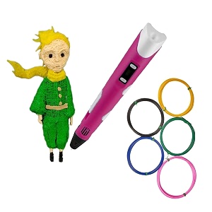 2nd generation 3d pen with charger stand amp lcd display for kids amp adults  5 colors of 10 mtrs each filament pack  free 3 colors of 3m each filament - pink 3d pen  filament