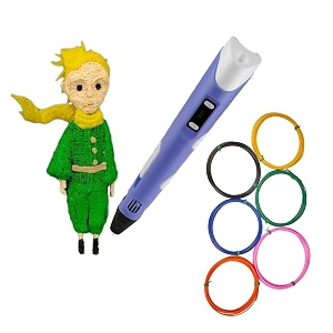2nd generation 3d pen with charger stand amp lcd display for kids amp adults  6 colors of 5 mtrs each filament pack  free 3 colors of 3m each filament - purple 3d pen  filament