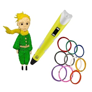 2nd generation 3d pen with charger stand amp lcd display for kids amp adults  10 colors of 5 mtrs each filament pack  free 3 colors of 3m each filament - yellow 3d pen  filament