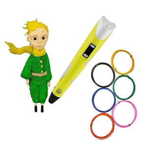 2nd generation 3d pen with charger stand amp lcd display for kids amp adults  6 colors of 5 mtrs each filament pack  free 3 colors of 3m each filament - yellow 3d pen  filament
