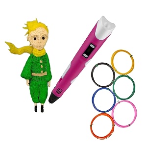 2nd generation 3d pen with charger stand amp lcd display for kids amp adults  6 colors of 5 mtrs each filament pack  free 3 colors of 3m each filament - pink 3d pen  filament
