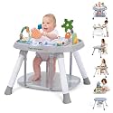 Time Followers® 6-in-1 Baby Activity Center | 4 Stage Montessori-Inspired Toys | Grow Stationary Standing Toddler Table | Jumpers & Bouncers | Must Have for Boy & Girl 6, 12, 24+ Month Old (Grey)