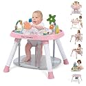 Time Followers® 6-in-1 Baby Activity Center | 4 Stage Montessori-Inspired Toys | Grow Stationary Standing Toddler Table | Jumpers &amp; Bouncers | Must Have for Boy &amp; Girl 6, 12, 24+ Month Old (Pink)