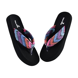 Womens Geometric Print Flip Flops Memory Foam