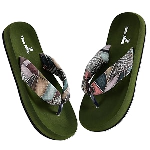 Womens Geometric Print Flip Flops Memory Foam