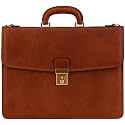 Time Resistance Leather Briefcase - Italian Handmade Leather Laptop Bag - Handbag for Men - Professional Computer Case