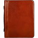 Time Resistance Leather Portfolio – Document Bag with Carry Handle – Tablet Size Case Made in Italy