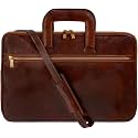 Time Resistance Slim Leather Briefcase - Italian Handmade Leather Computer Bag - Briefcase for Men and Women - Laptop Bag
