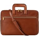 Time Resistance Slim Leather Briefcase - Italian Handmade Leather Computer Bag - Briefcase for Men and Women - Laptop Bag