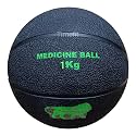 Medicine Ball with High Grip Rubber, Medicine Ball Unisex Strength for Workout | Non-Slip Grip for Cross Training Exercise, Strong Core, Better Balance - Black, 1 Kg