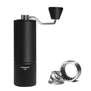 timemore chestnut c2s manual coffee grinder capacity 25g with cnc stainless steel conical burr internal adjustable setting double bearing positioning hand grinder gift black