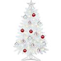 [Timer & 8 Modes] 3FT White Christmas Tree with Lights, Small Christmas Tree with Star -Includes 15 Xmas Balls Ornament White Xmas Tree for Home Tabletop Office Indoor and Outdoor