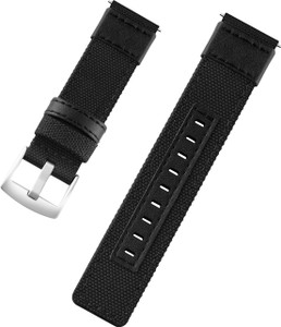 timewear strap with quick release pin sidebar nylon braided sports compatible lug width 22 mm fabric watch strap black