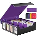 TiMOVO MTG Deck Box for 3000+ Trading Cards, Black Purple