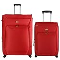 Timus Uppbeat Spinner 24 inch 55 & 75 cm Red 4 Wheel Trolley Luggage Set of 2 Check in Luggage Bags for Men/Women/Spinner Luggage for Travel/Soft Sided Luggage/Waterproof Luggage Unbreakable Bags