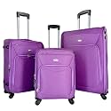 Timus Uppbeat Spinner Wine Set of 3 Check-in Luggage 55, 65 &amp; 75cm 20, 24 &amp; 28 inch 4 Wheel Trolley Suitcase/Travel Bag for Women Soft Sided Luggage/Waterproof Luggage for Men